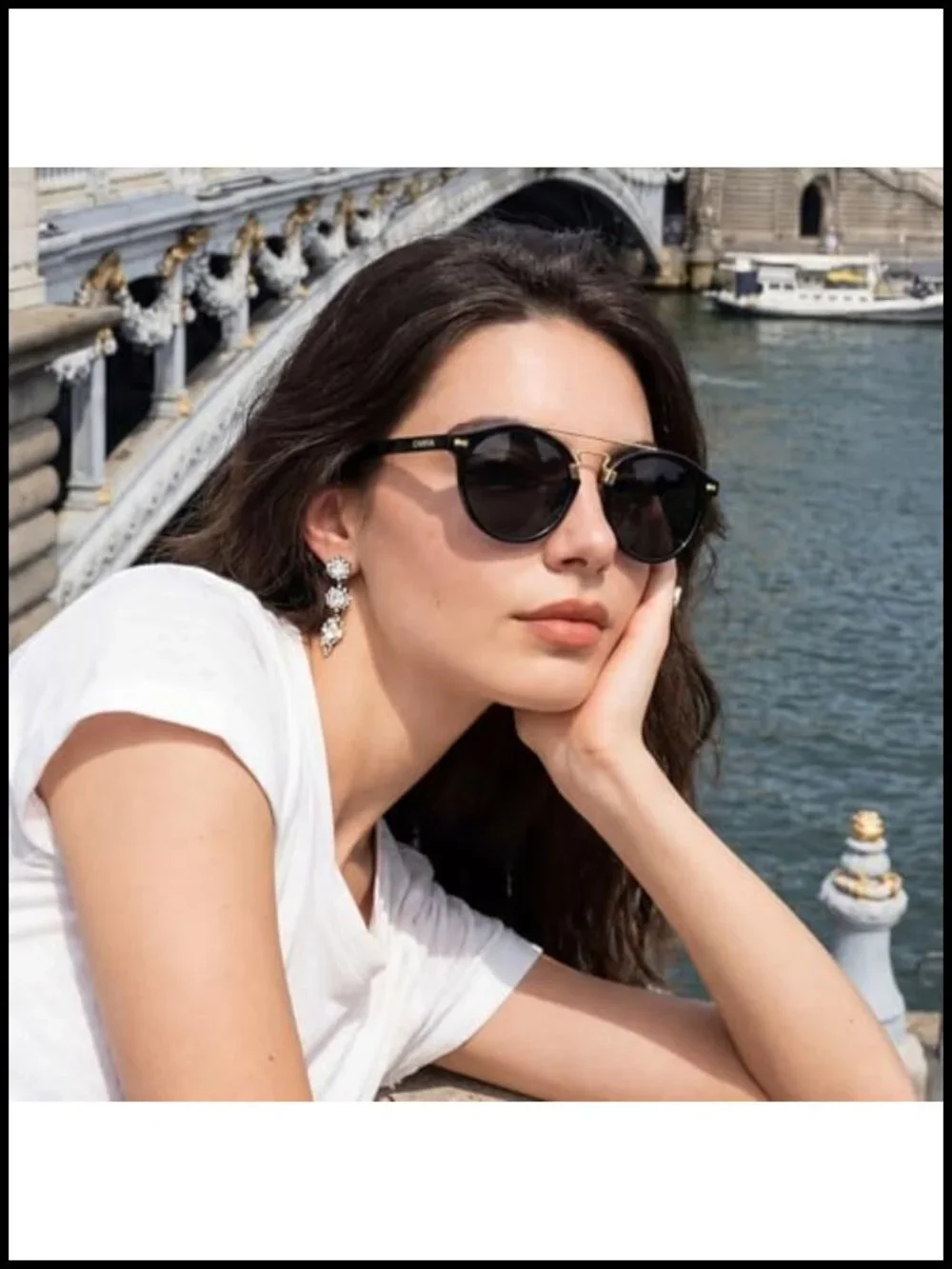 Retro Acetate Polarized Sunglasses Round Metal Double Bridge